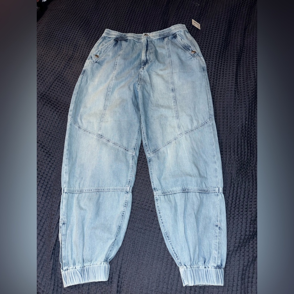 We The Free Light Blue Denim Joggers